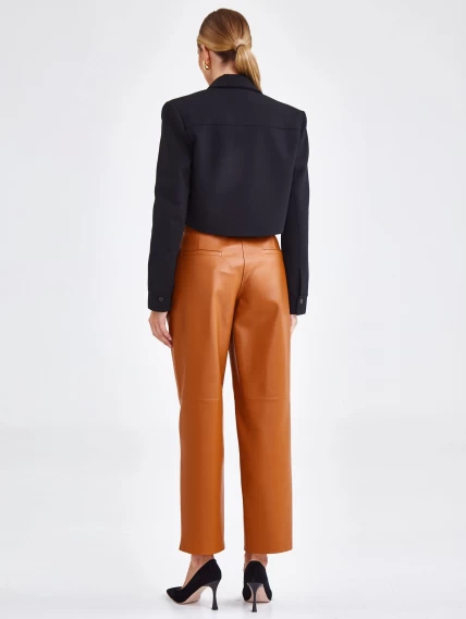 Женские кожаные брюки со стрелкой из натуральной кожи премиум класса 08, виски, размер 46, артикул 85911-6