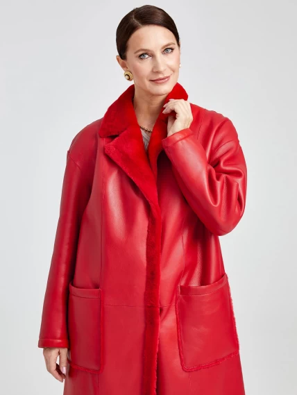 Длинное женское пальто оверсайз премиум класса 2002, красное, размер 46, артикул 63850-1