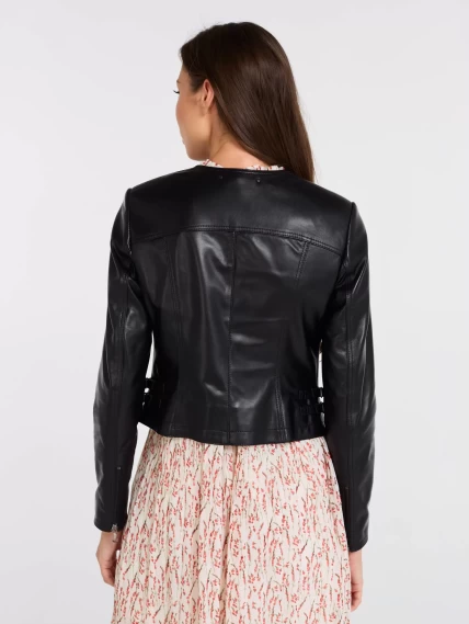 Кожаная женская куртка косуха 389, черная, размер 42, артикул 90510-4