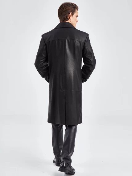 Двубортный мужской кожаный плащ премиум класса Чикаго, черный, размер 52, артикул 21120-6
