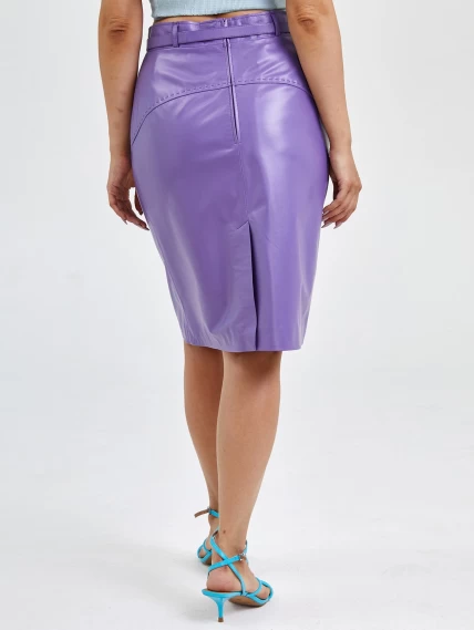Кожаная юбка карандаш из натуральной кожи 02рс, сиреневая, размер 44, артикул 85601-2