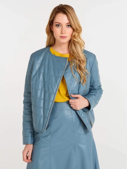 Демисезонный комплект женский: Куртка утепленная 306 + Юбка 04, голубой, размер 46, артикул 111164-1