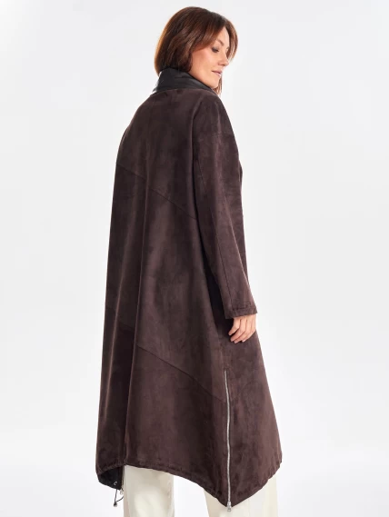 Трендовое женское замшевое пальто оверсайз премиум класса 3061з, коричневое, размер 50, артикул 63430-2