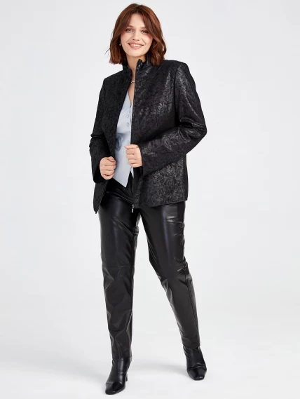 Замшевая куртка женская 336, черная, размер 46, артикул 91530-6