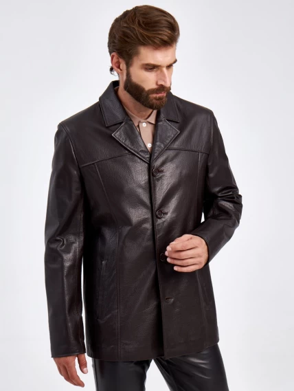 Кожаный пиджак для мужчин 2010-8, коричневый, размер 48, артикул 29320-3
