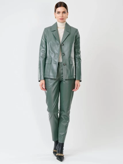 Женский кожаный пиджак 3007, оливковый, размер 46, артикул 90680-3