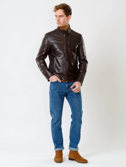 Кожаная куртка мужская 546, коричневая, размер 50, артикул 28460-3