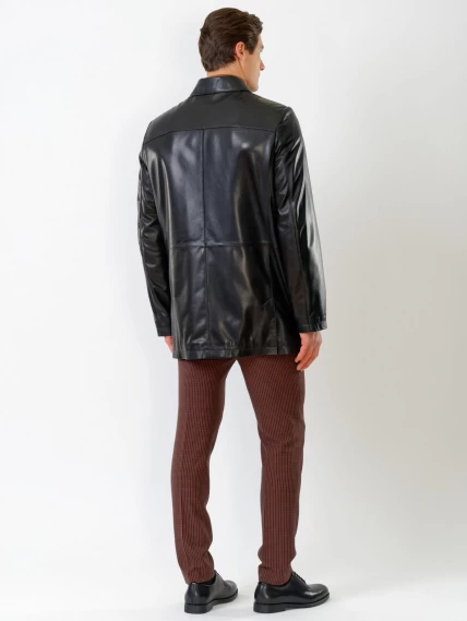 Двубортный мужской кожаный бушлат премиум класса 538, черный, размер 56, артикул 28670-4