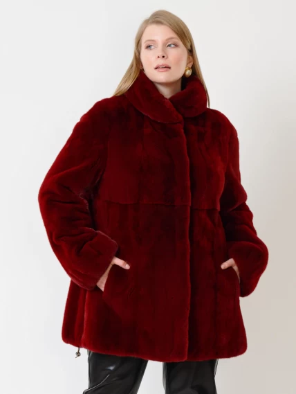 Куртка из меха норки женская 217(в), бордовая, размер 52, артикул 31790-5