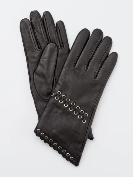 Перчатки кожаные женские IS00575, черные, размер 7, артикул 20240-0