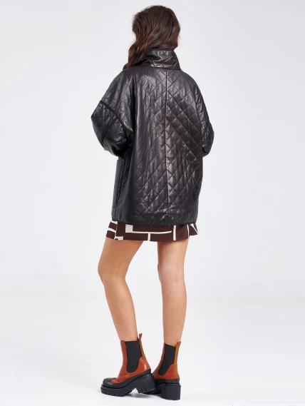Кожаная женская стеганная куртка премиум класса 3043, черная, размер 46, артикул 23260-6