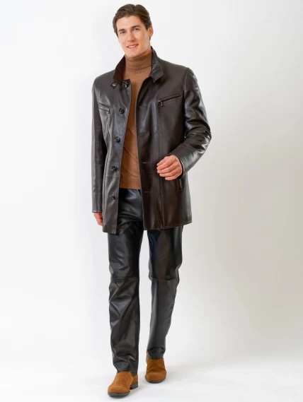 Демисезонный комплект мужской: Куртка 518ш + Брюки 01, коричневый/черный, размер 48, артикул 140510-1