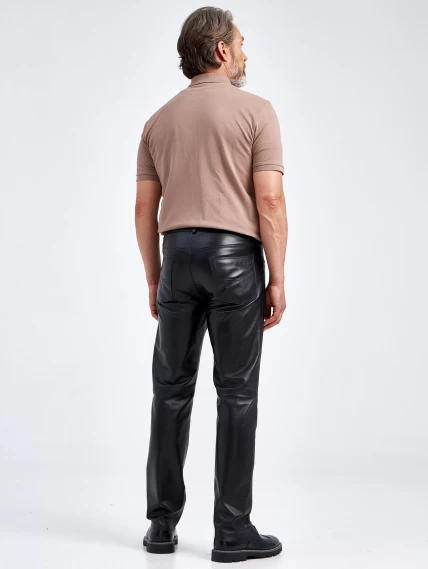 Мужские брюки из натуральной кожи премиум класса 01, черные, размер 48, артикул 120011-5