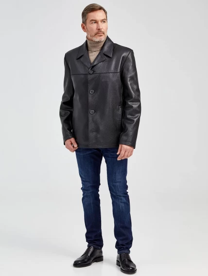 Короткий мужской кожаный пиджак 20с дом, черный, размер 52, артикул 28991-3