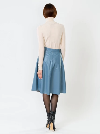 Кожаная расклешенная юбка из натуральной кожи 01рс, голубая, размер 46, артикул 85360-1
