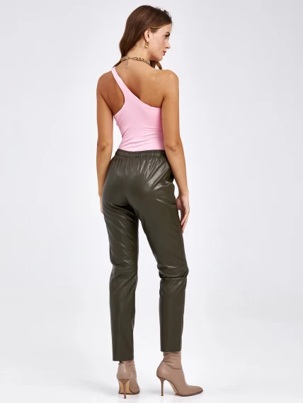 Женские кожаные брюки из экокожи 4616637, хаки, размер 44, артикул 85650-2