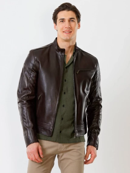 Кожаная куртка мужская 506о, коричневая, размер 48, артикул 28840-0