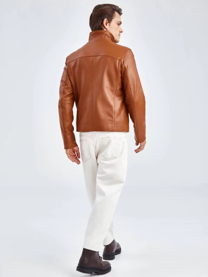 Короткая мужская кожаная куртка 2010-9, виски, размер 48, артикул 29630-6
