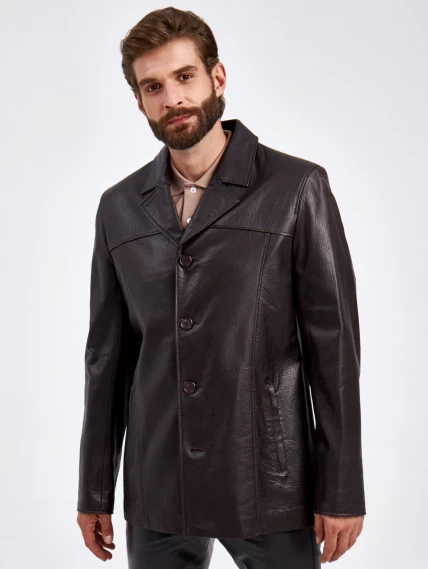 Кожаный пиджак для мужчин 2010-8, коричневый, размер 48, артикул 29320-0