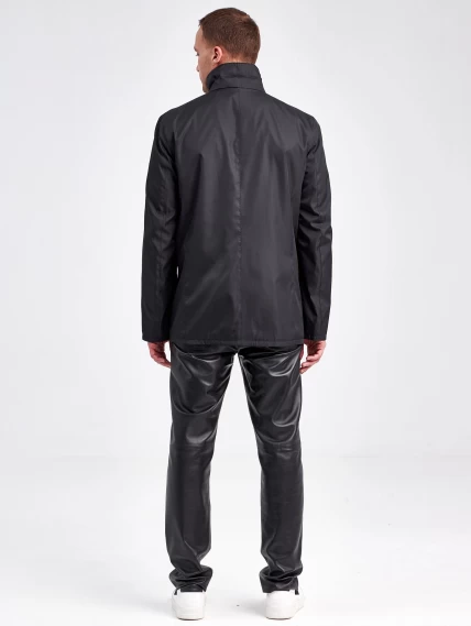 Мужская текстильная куртка с кожаными отделками 07209, черный, размер 48, артикул 40950-2