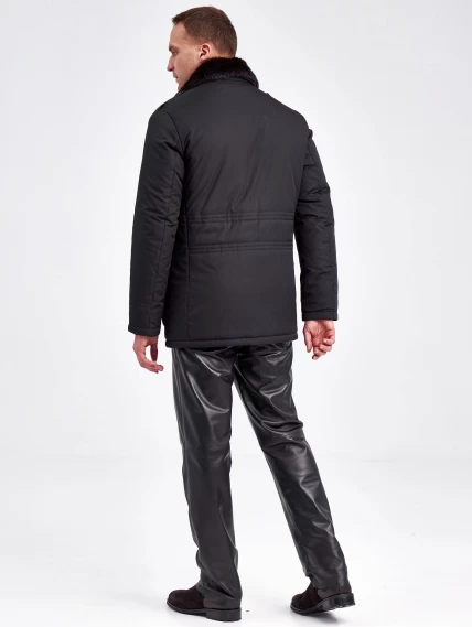 Текстильная зимняя мужская куртка с воротником меха норки Samuele, черная, размер 48, артикул 40910-2