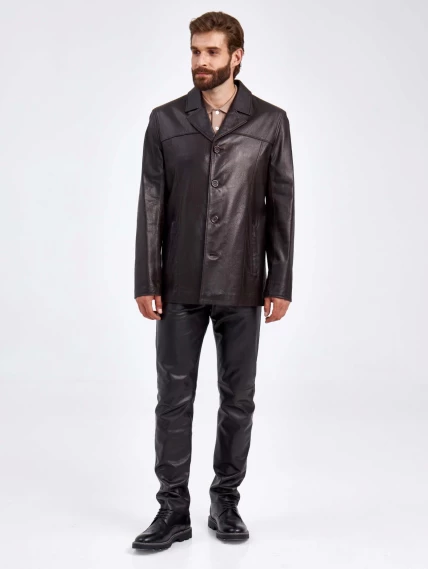 Кожаный пиджак для мужчин 2010-8, коричневый, размер 48, артикул 29320-5