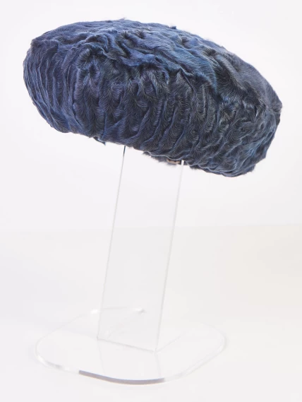 Меховой головной (берет) убор из меха каракуля женский М-277, синий, размер 58, артикул 51335-0