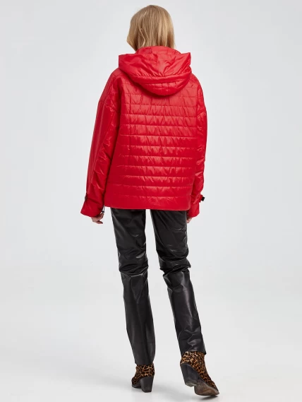 Текстильная женская утепленная куртка с капюшоном 20007, красная, размер 42, артикул 25030-6
