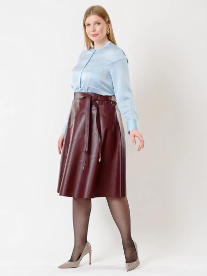 Кожаная расклешенная юбка из натуральной кожи 01рс, бордовая, размер 42, артикул 85441-0