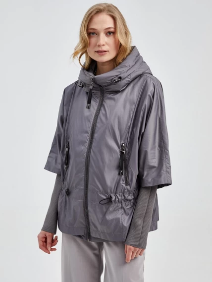 Текстильная утепленная с капюшоном женская куртка 21420, серая, размер 42, артикул 25120-2