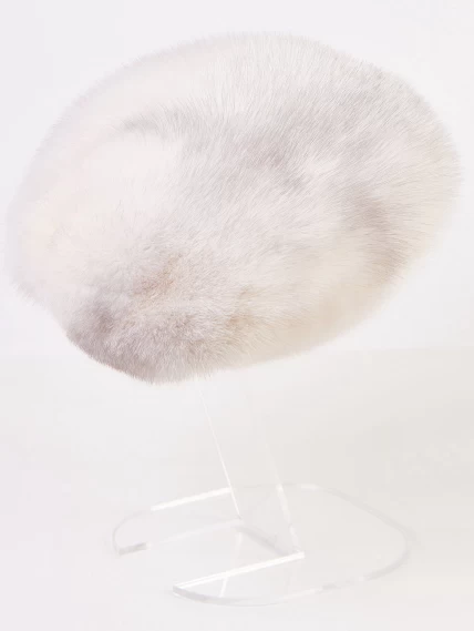 Головной убор (берет) из меха норки женский М-160, серый, размер 58, артикул 51365-0