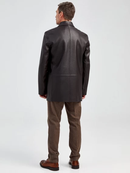 Кожаный пиджак мужской 21/1, коричневый, размер 48, артикул 29021-6