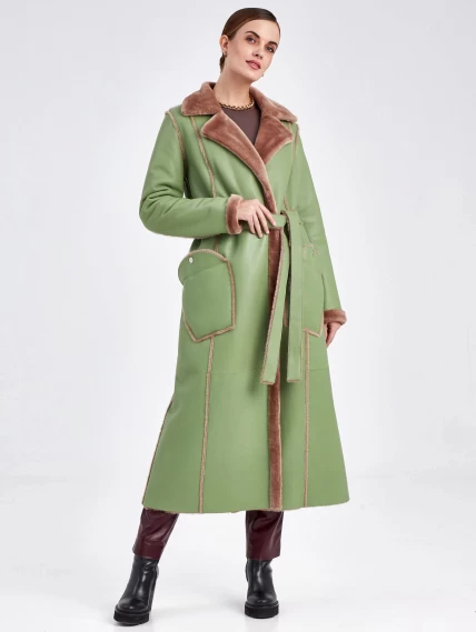 Женское пальто из натуральной овчины премиум класса 2005, оливковое, размер 44, артикул 63680-1