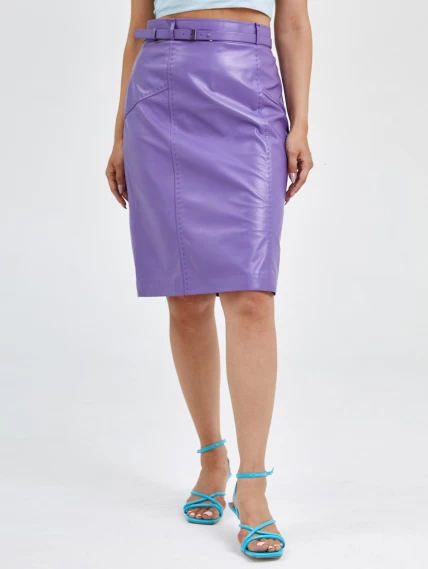 Кожаная юбка карандаш из натуральной кожи 02рс, сиреневая, размер 44, артикул 85601-5