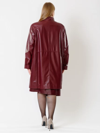 Кожаный комплект женский: Куртка 378 + Юбка-миди 07, бордовый, размер 46, артикул 111157-2