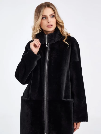 Двустороннее пальто из меховой овчины для женщин премиум класса 2015н, черное, размер 48, артикул 63870-4