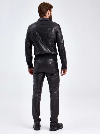 Короткая кожаная куртка мужская 2010-13(в), черная, размер 50, артикул 29170-2