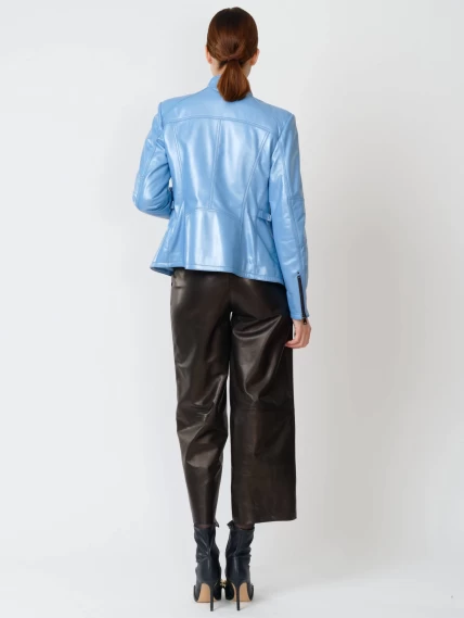 Кожаная куртка женская 301, голубой перламутр, размер 44, артикул 90790-4