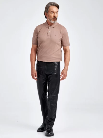 Мужские брюки из натуральной кожи премиум класса 01, черные, размер 48, артикул 120011-0