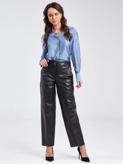 Женские кожаные брюки со стрелкой из натуральной кожи премиум класса 08, черные, размер 46, артикул 85920-3