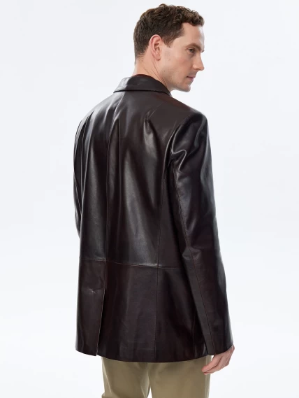 Кожаный пиджак премиум класса для мужчин 557, коричневый, размер 52, артикул 29680-6