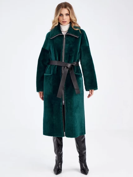 Двустороннее пальто из меховой овчины для женщин премиум класса 2015н, зеленое, размер 44, артикул 63880-4
