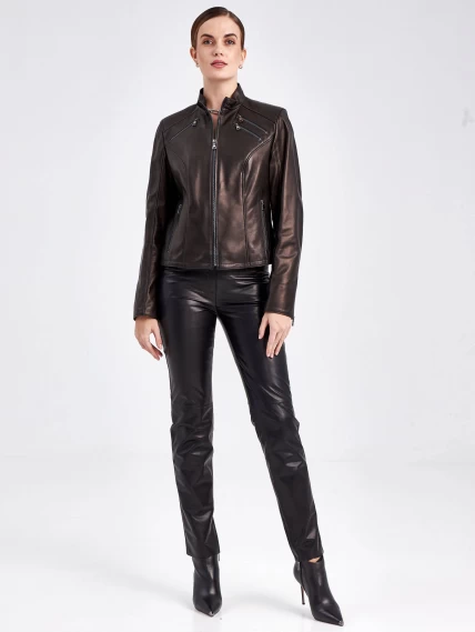 Кожаная куртка женская 3004, черная, размер 48, артикул 23061-1