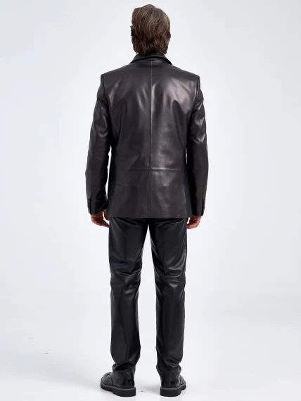 Кожаный пиджак мужской премиум класса 555, черный, размер 48, артикул 29070-4