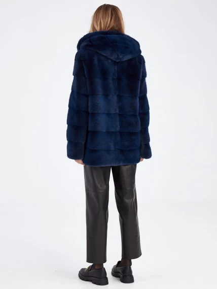 Короткая куртка автоледи из меха норки для женщин 2а-к(к), сине-черная, размер 44, артикул 33900-6