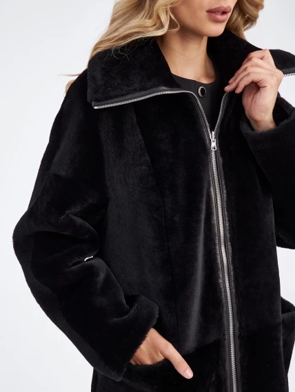 Двустороннее пальто из меховой овчины для женщин премиум класса 2015н, черное, размер 48, артикул 63870-3