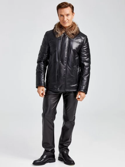 Демисезонный комплект мужской: Куртка утепленная Джастин + Брюки 01, черный, размер 48, артикул 140410-0