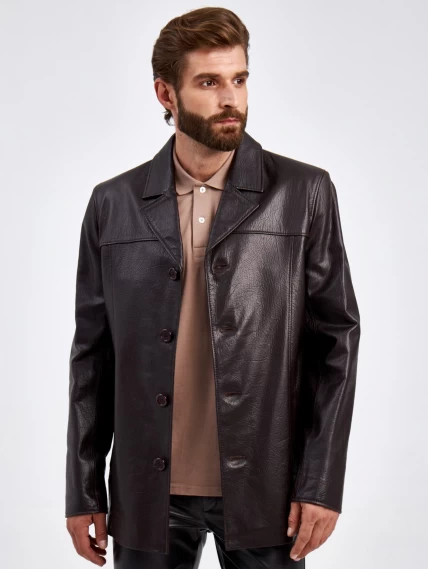 Кожаный пиджак для мужчин 2010-8, коричневый, размер 48, артикул 29320-6