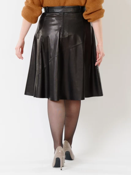 Кожаная расклешенная юбка из натуральной кожи 01рс, черная, размер 48, артикул 85460-6