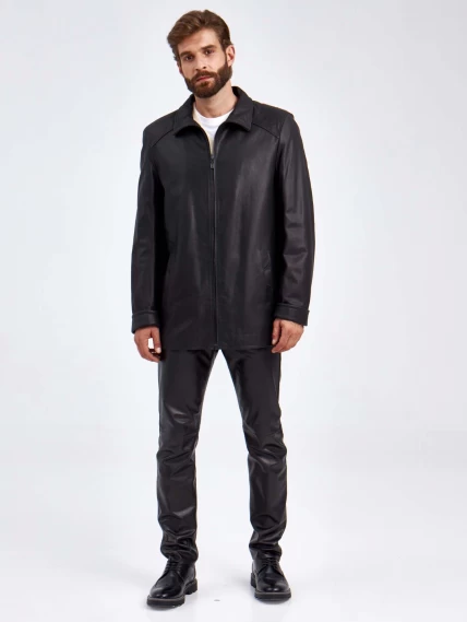 Кожаная куртка мужская 522, черная, размер 50, артикул 29340-5